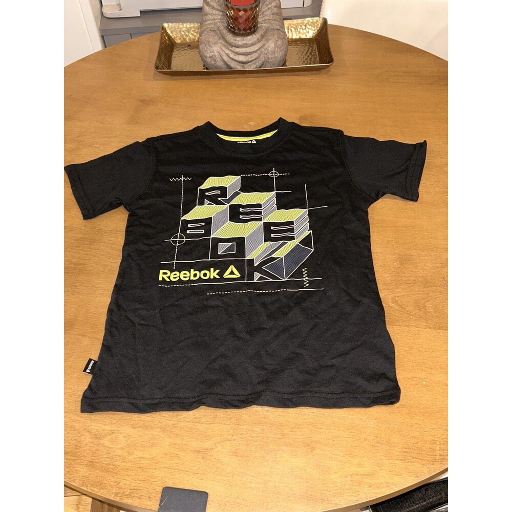 Reebok Boys Black Graphic Logo Crew Neck Short Sleeve T-Shirt Size S(6-7)